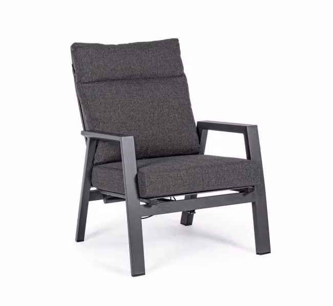 Set di 2 poltrone reclinabili Kledi con cuscini color antracite GIORDANOSHOP L: 72 cm, P: 81 cm, H: 98 cm – 2