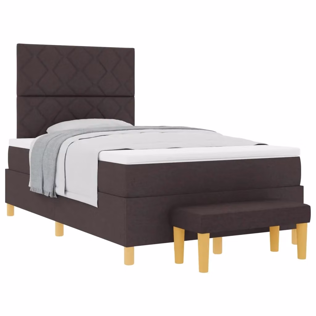 Letto moderno con testiera in tessuto marrone vidaXL L/P: 120 x 200 cm, H: 203 cm – 2