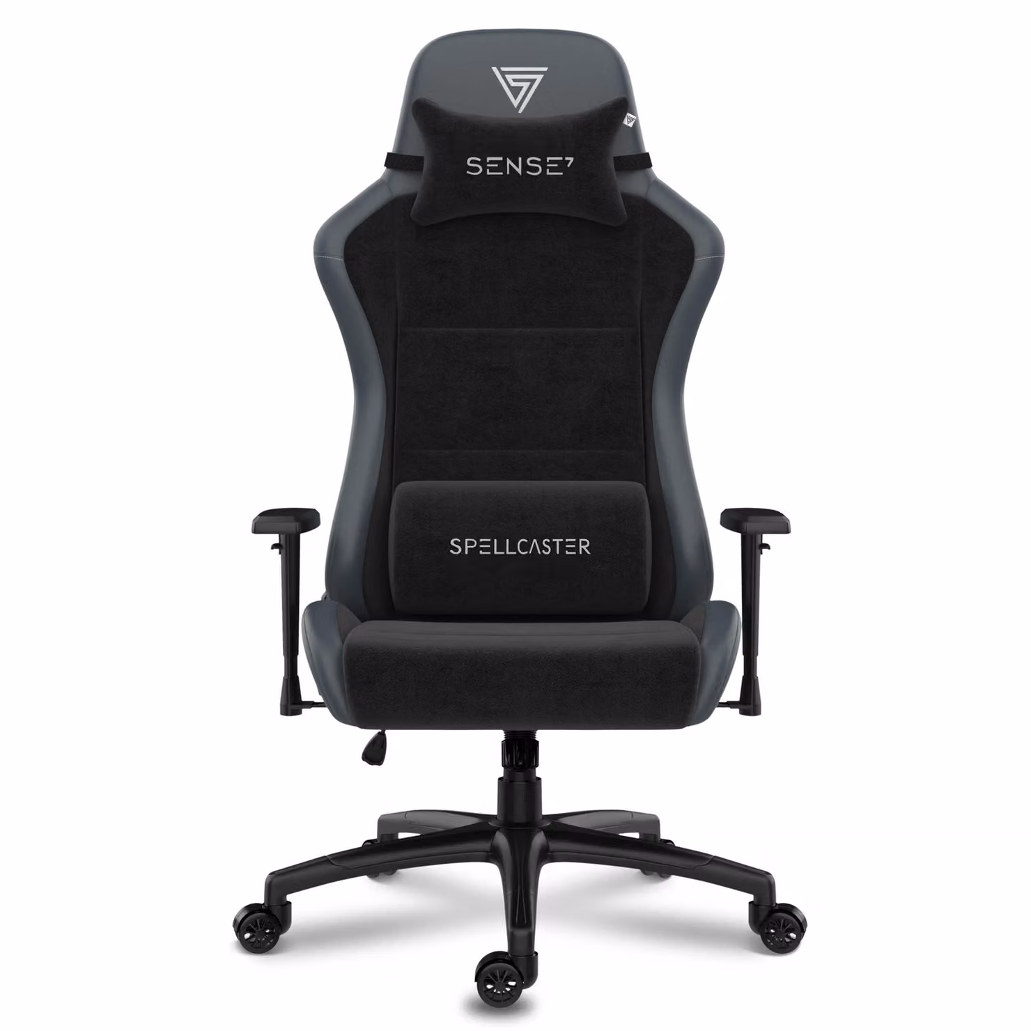SENSE7 Spellcaster FUKU XL: Sedia da gaming in Alcantara, colore nero. Sedia ergonomica per ufficio, adatta a persone di grande corporatura (capacità di carico fino a 150 kg), realizzata con schiuma a memoria e dotata di una seduta ampia