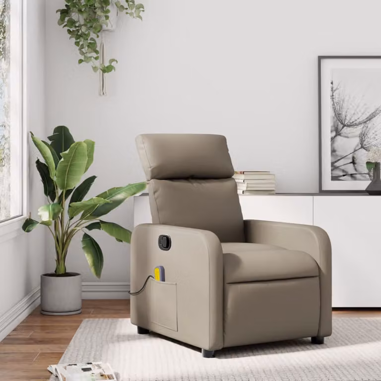 Poltrona relax reclinabile vidaXL in similpelle beige e marrone con braccioli