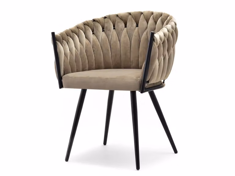 Sedia da pranzo imbottita ALMA - beige scuro / nero