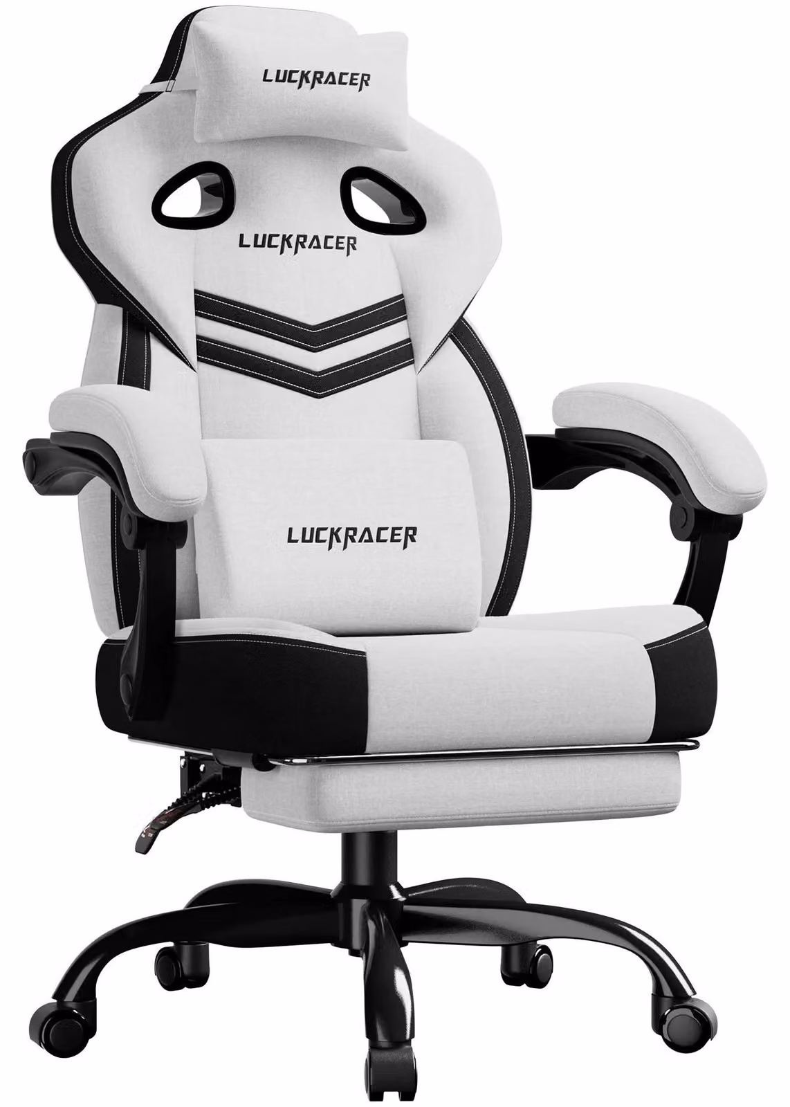 Sedia da gaming - Sedia da ufficio LR408 - Ergonomica - Inclinazione regolabile da 90° a 155° - Poggiapiedi - Regolabile in altezza - Imbottitura in memory foam - Braccioli regolabili - Bianco