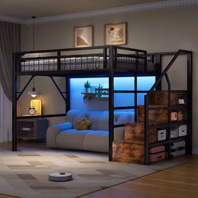 letto a castello metallo nero 145.5 x 252 cm