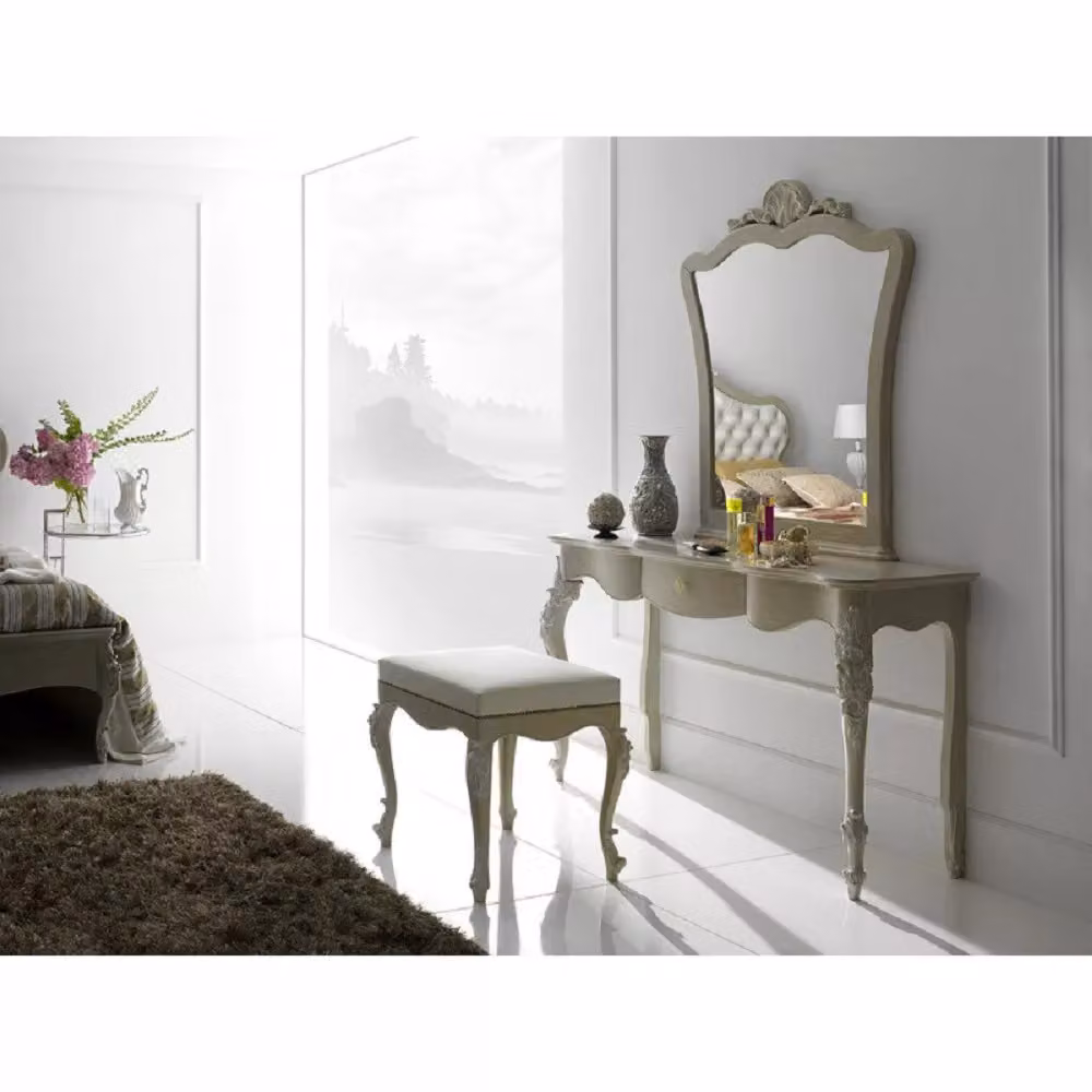 Consolle classica sagomata con 1 cassetto in legno bianco Mobili2g L/P/H: 142 x 46 x 83 cm – 2