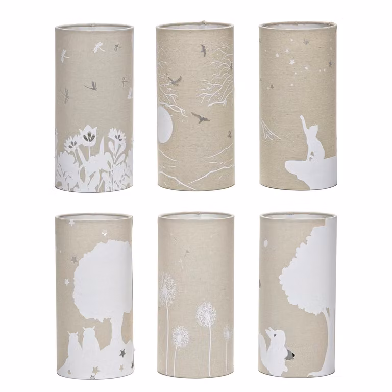 DICTROLUX Lampada da Tavolo Beige con Effetto Telato, H 25 cm, Diametro 12,5 cm