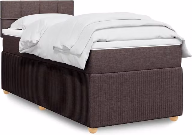 Letto con giroletto a molle e materasso ibrido vidaXL, colore marrone e bianco, L/P/H: 90 x 190 cm – 1