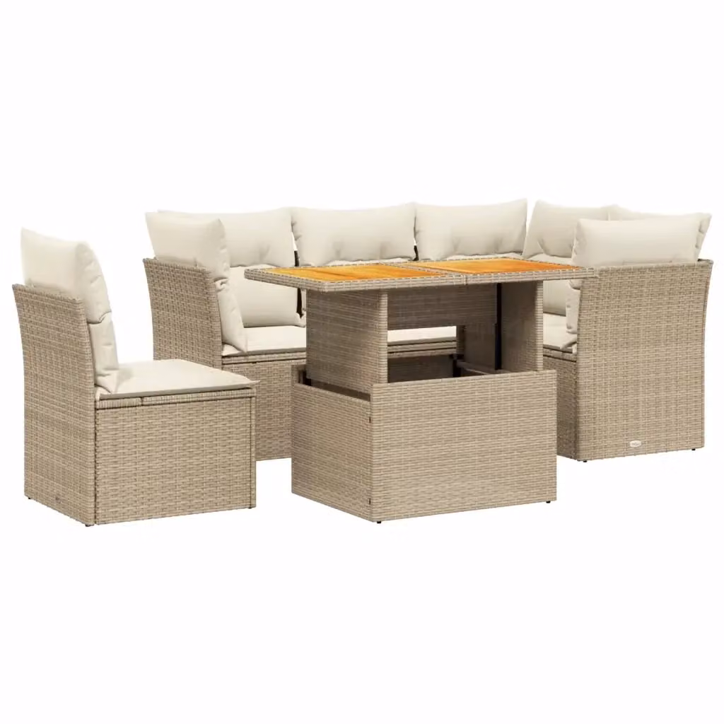 Set Divano da Giardino Moderno VIDAXL in Polyrattan con Cuscini Beige, 5 Pezzi a Forma di L con Ottoman – 2