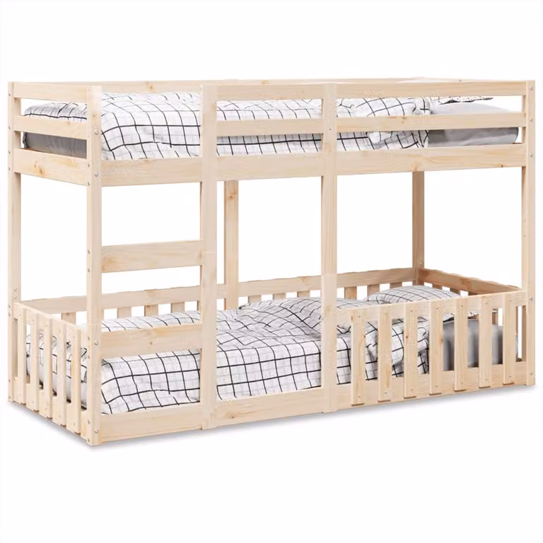 Letto a Castello vidaXL in Legno Massello di Pino Marrone per Bambini L: 195.5 cm, P: 75 cm, H: 124 cm