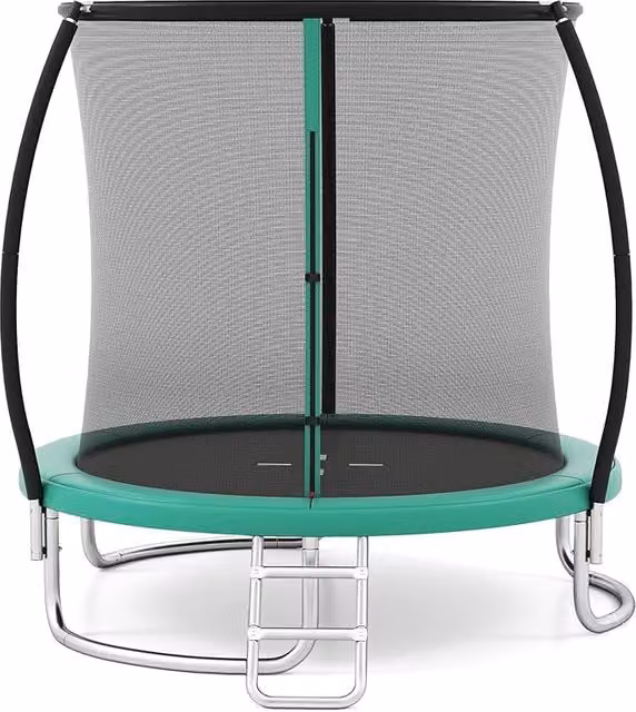 Trampolino Elastico da Esterno Costway con Rete di Sicurezza, Scala e Telaio in Acciaio Zincato, Diametro: 244 cm