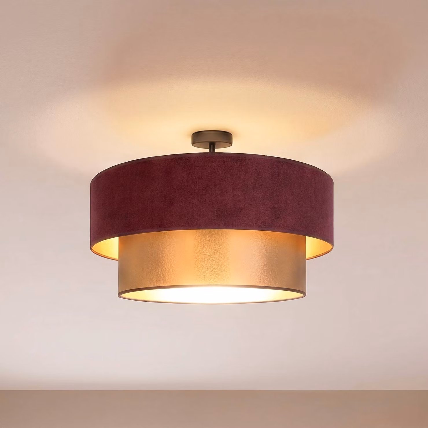 Plafoniera soffitto Dorina Duolla, Rosso, Cucina, Tessuto / Stoffa / Seta, Giovanile, Plafoniera