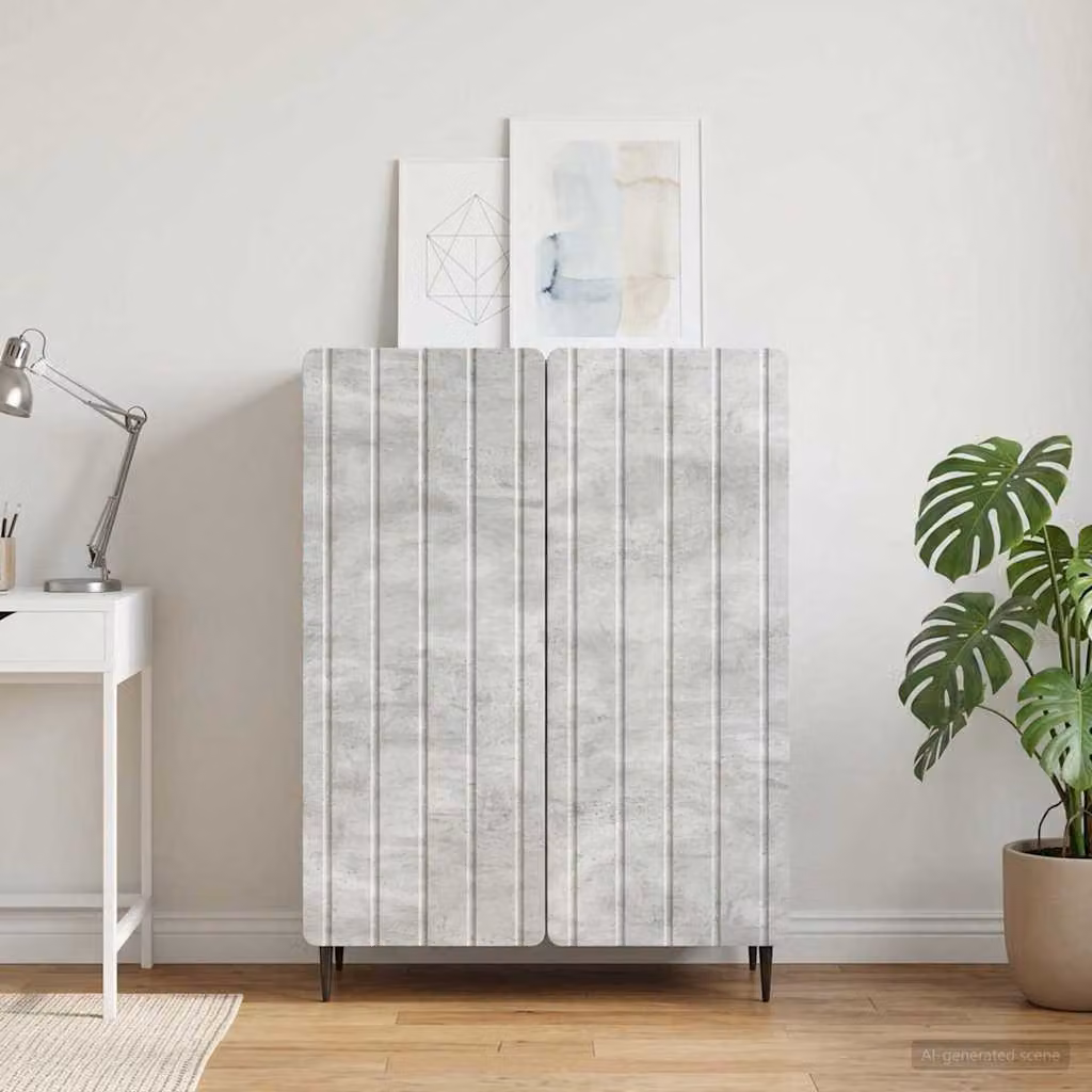 Credenza moderna vidaXL in legno ingegnerizzato e metallo, Grigio, L: 66 cm, P: 34,5 cm, H: 92 cm