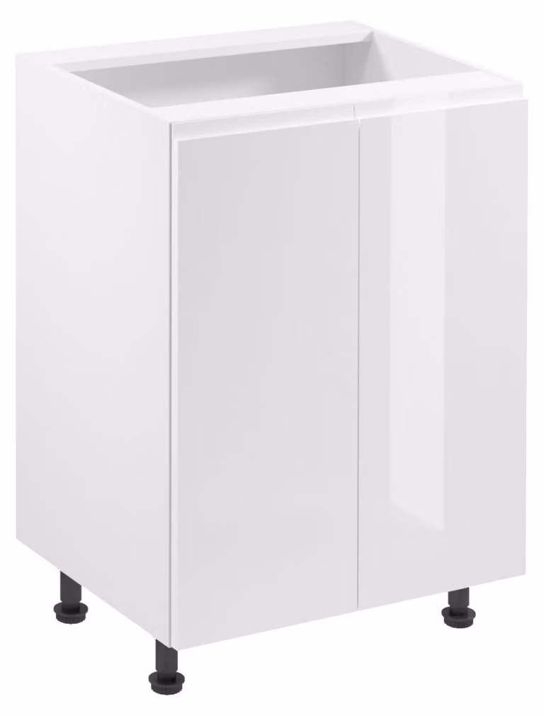 Mobile basso a due ante ARBOR - larghezza 60 cm, bianco lucido / bianco