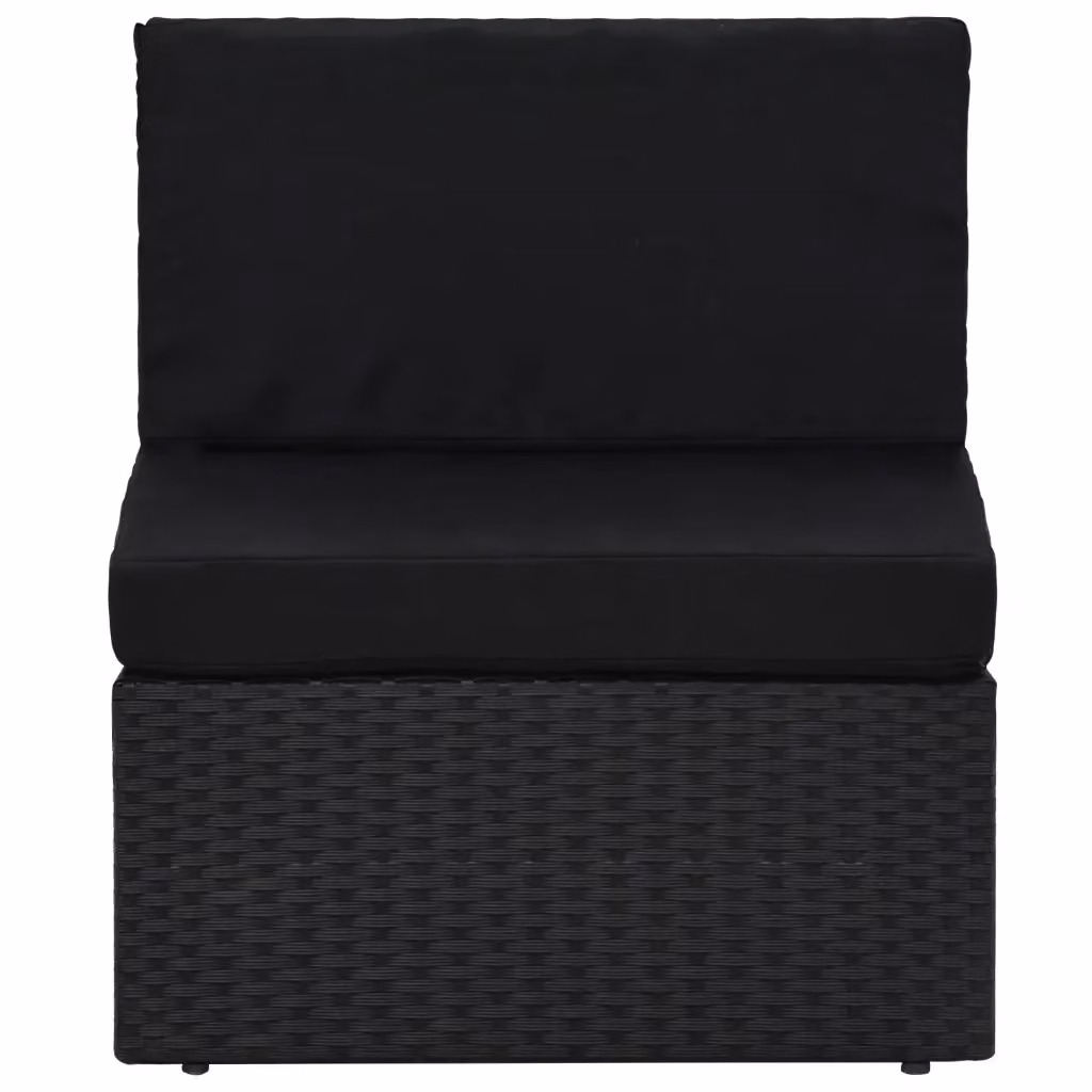 Set da giardino moderno vidaXL composto da 6 pezzi con divani a L, poltrone e tavolino da caffè in rattan nero con cuscini imbottiti e coperture rimovibili – 2