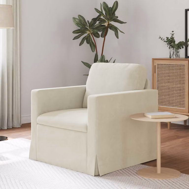 Divano moderno vidaXL in velluto color beige L/P/H: 78 x 78 x 80 cm