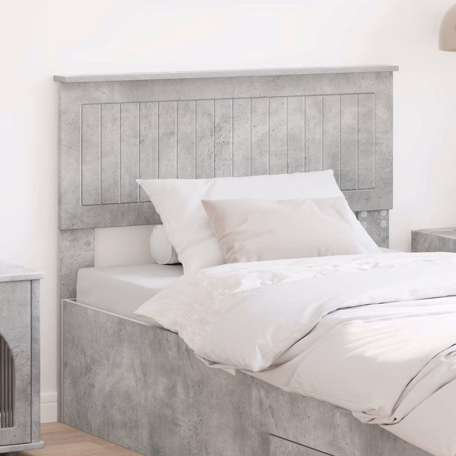 Testiera per letto moderna vidaXL in legno ingegnerizzato, colore grigio cemento opaco