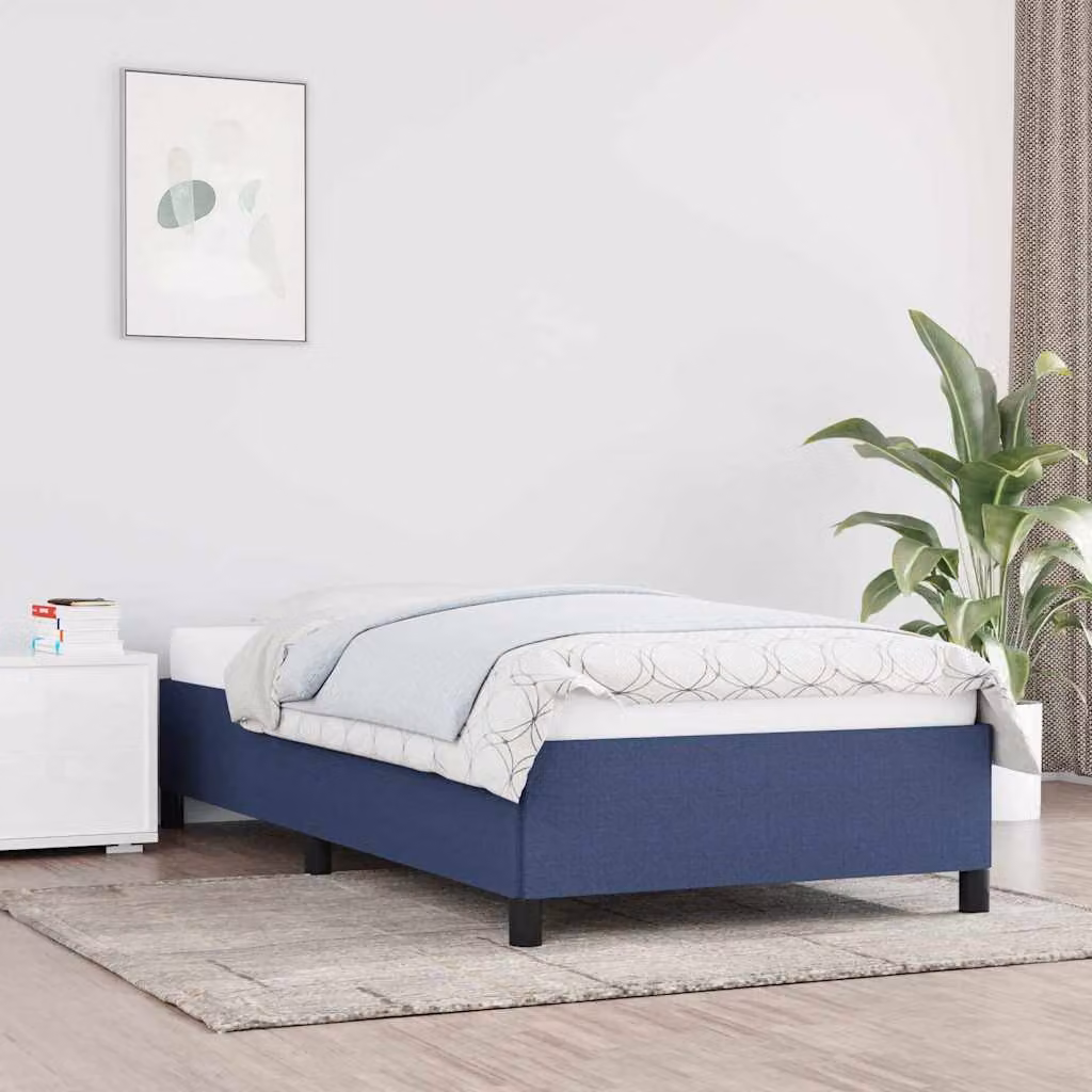 Giroletto vidaXL senza materasso in tessuto blu con doghe in legno L/P: 90 x 200 cm
