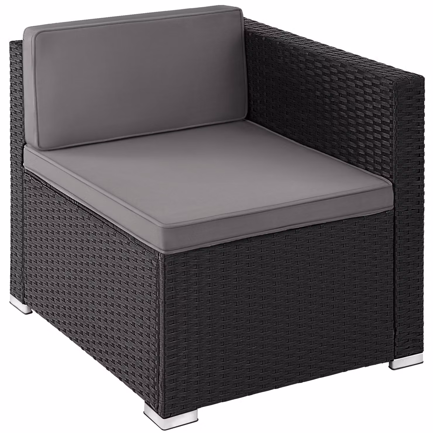 Set da giardino Tectake in rattan e metallo nero con cuscini inclusi e coperture rimovibili