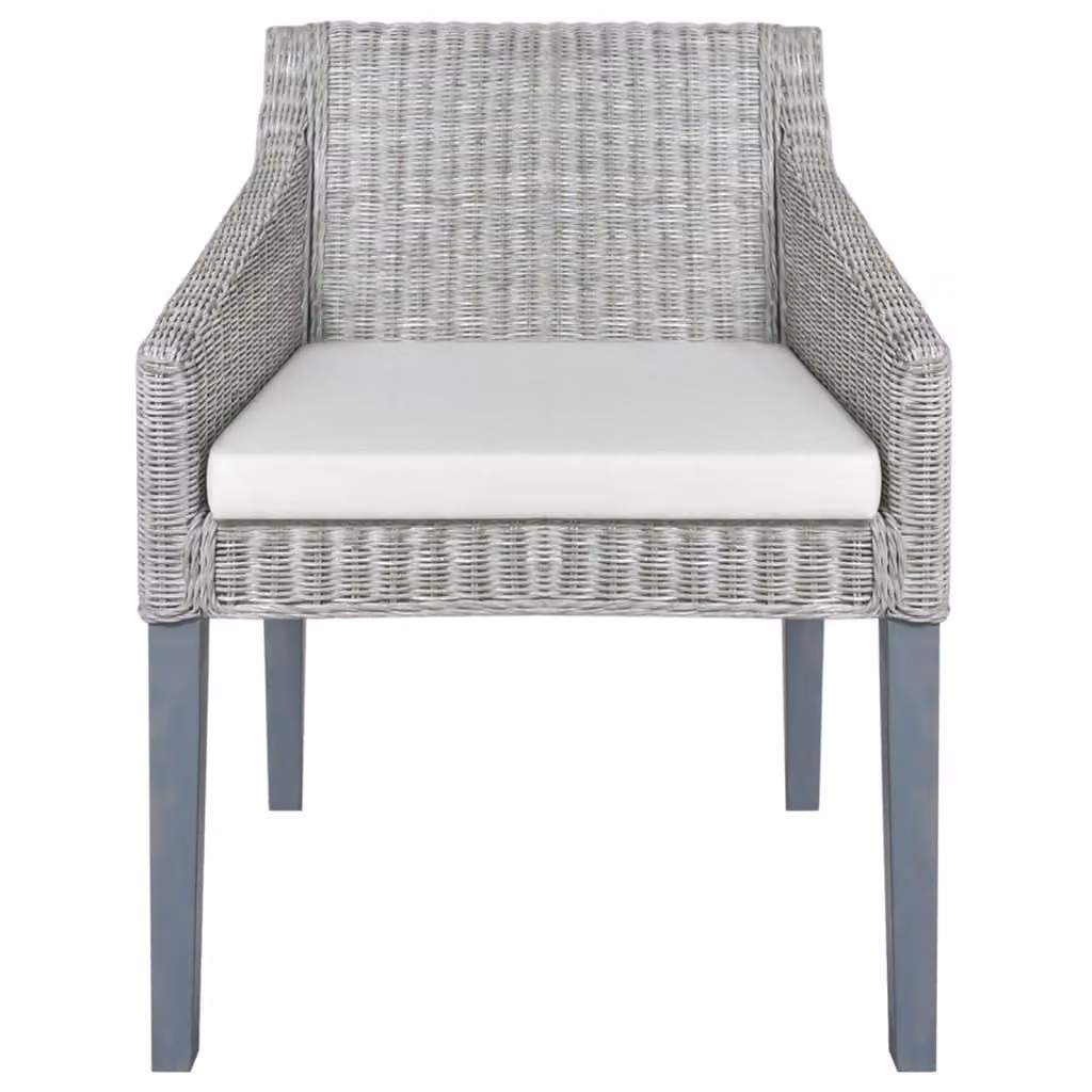 vidaXL Sedia da pranzo con cuscino in rattan naturale grigio