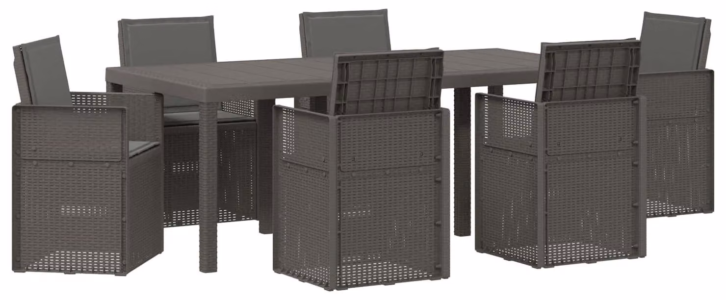 Set da Pranzo per Giardino 7 pcs Grigio chiaro e Antracite PP