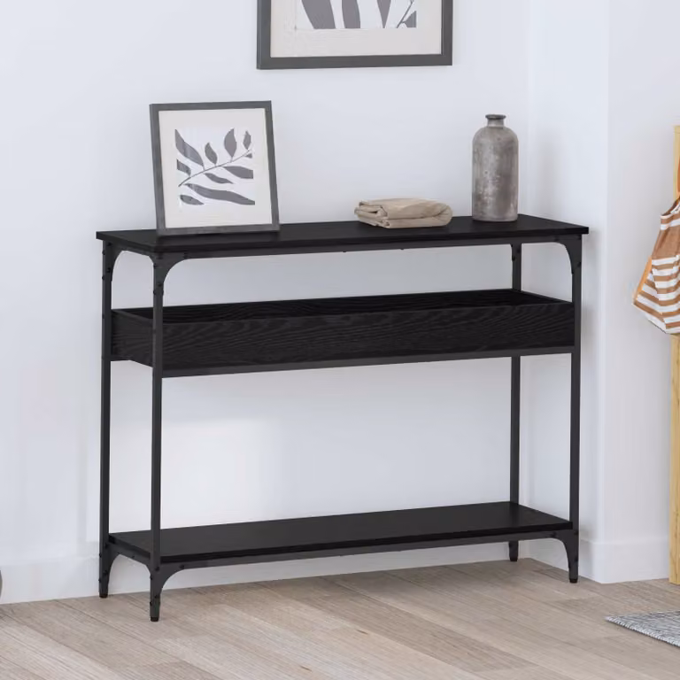 vidaXL Tavolo consolle in stile industriale nero L: 100 cm, P: 29 cm, H: 75 cm