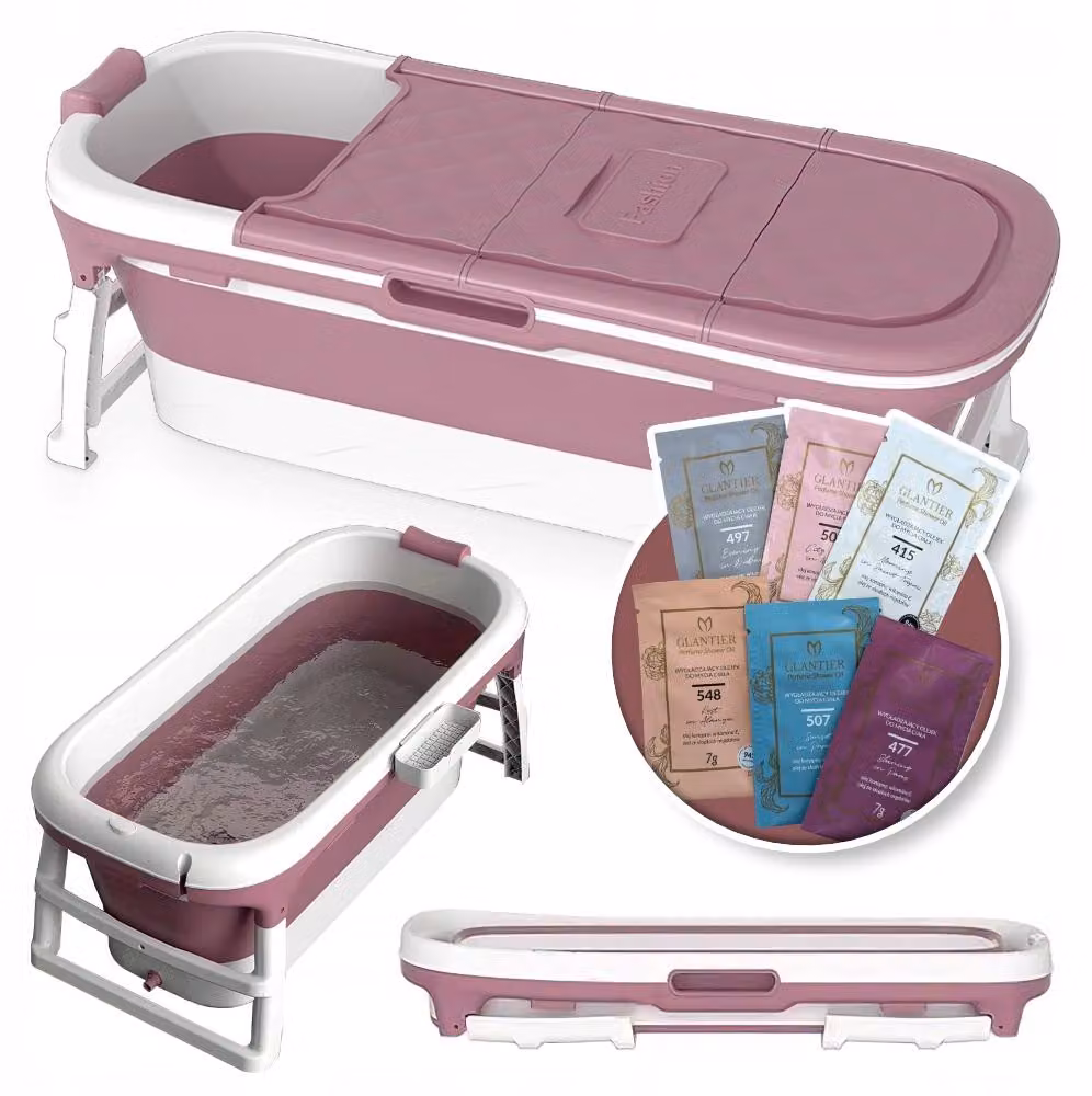Vasca da bagno pieghevole in silicone, rosa, copertura per vasca da bagno portatile, Home SPA, 136 cm