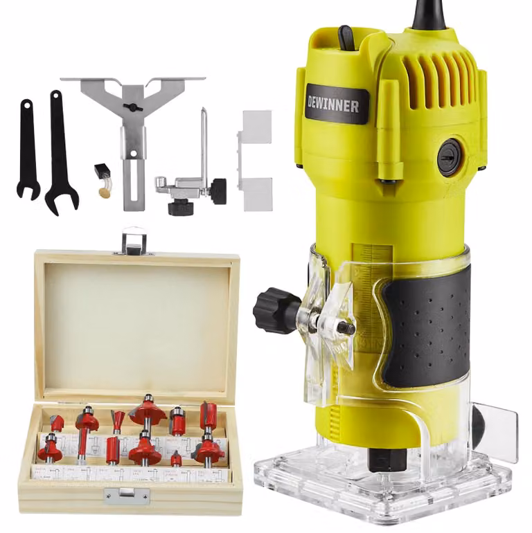 Fresatrice a colonna da 600 W, mandrino da 6 mm, 35000 giri/min, con 12 frese, compatta e portatile