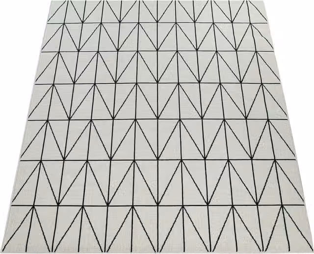 Tappeto Bruna bianco per interni ed esterni con design geometrico scandinavo L: 150 cm, P: 80 cm