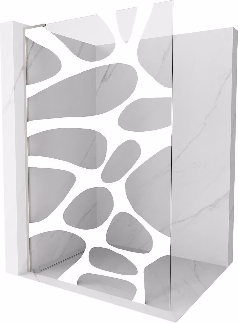 Mexen Kioto L parete doccia Walk-in 110 x 200 cm, onda bianca, nichel spazzolato - 800-110-103-97-97