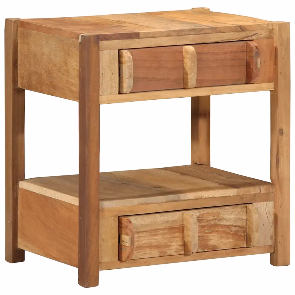vidaXL Tavolino in Legno Massello Marrone Stile Rustico L: 43 cm, P: 32 cm, H: 46 cm