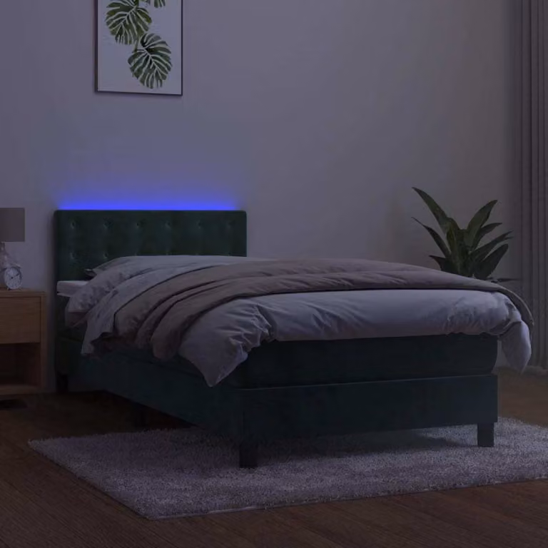 Maison Exclusive - Letto a Molle con Materasso e LED Verde Scuro 80x200cm Velluto