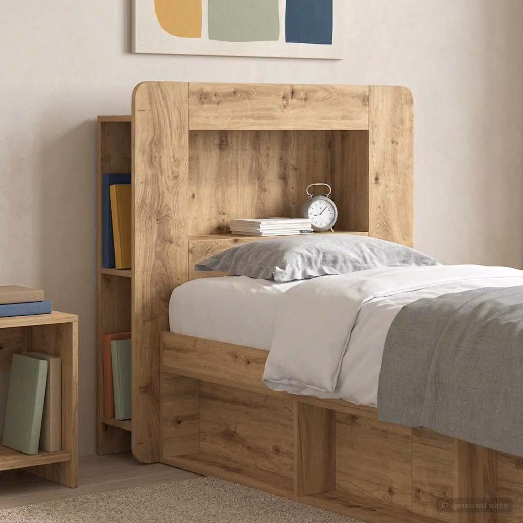 Testata del letto moderna vidaXL in legno ingegnerizzato marrone con ripiano integrato per letto 80x190 cm