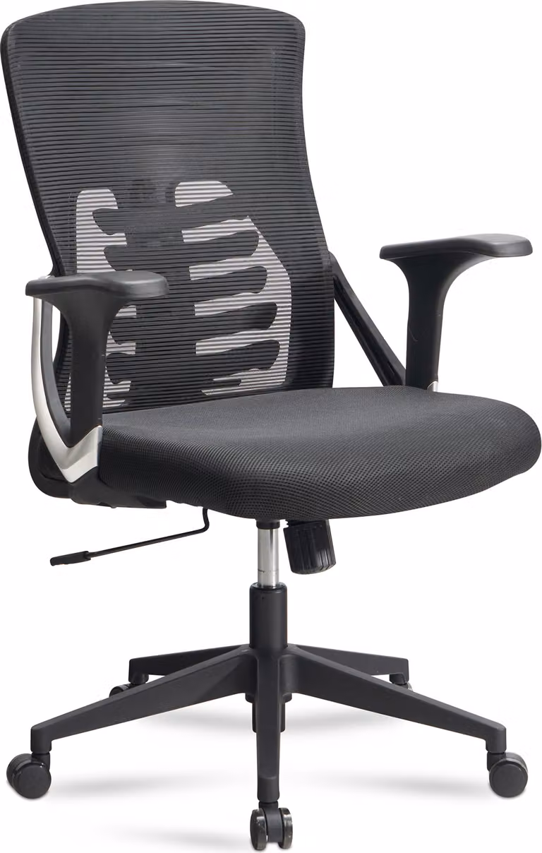 Sedia da ufficio nera con rivestimento in rete sedia da scrittura fino a 120 kg | Amstyle