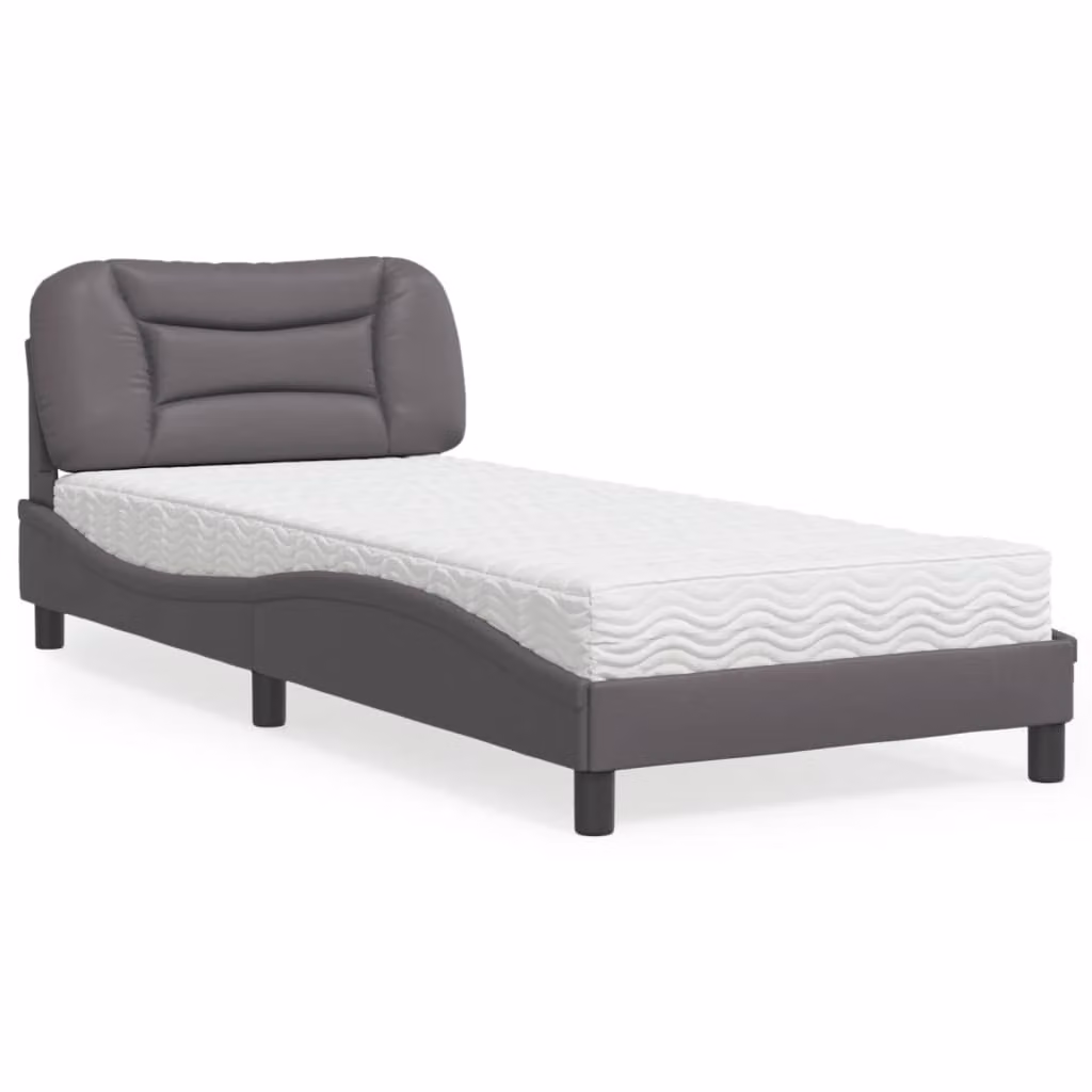 Letto con Materasso Hvar Grgio 90x200 cm in Pelle finta