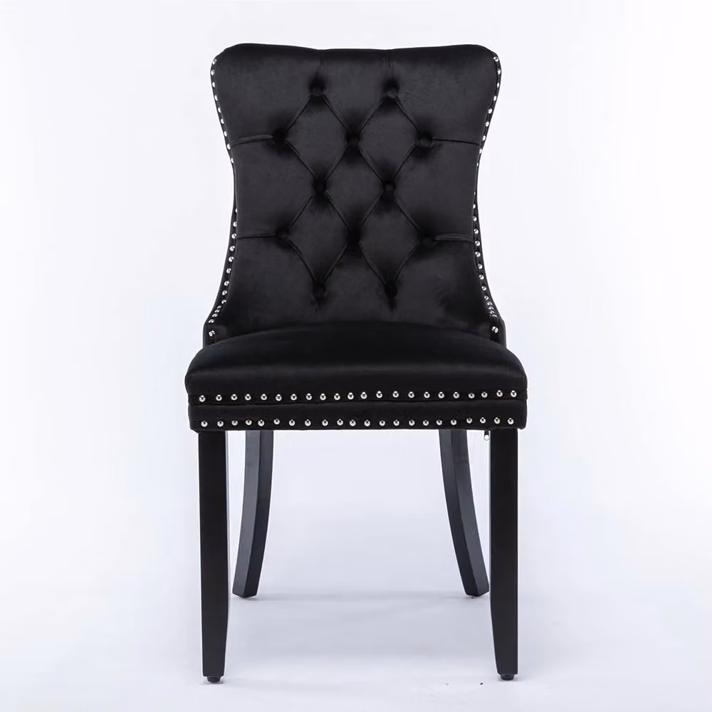 Set di 2 sedie Nikki Xylo in velluto nero con gambe in legno e seduta capitonné – 2