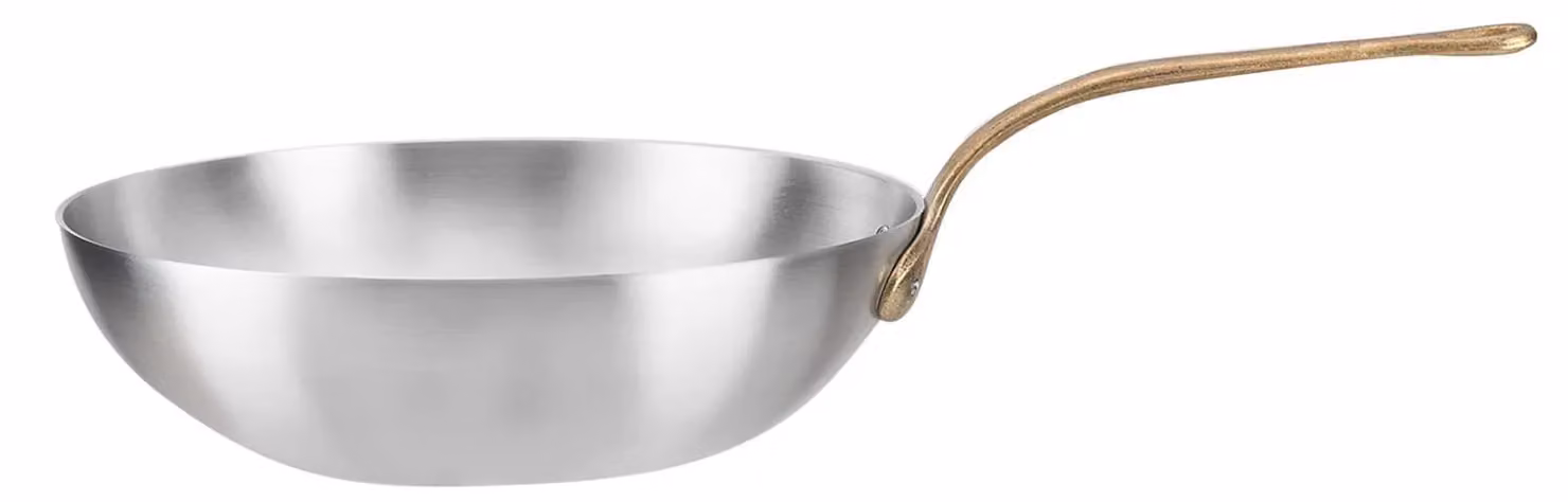 Wok saltapasta in alluminio con un manico in ottone linea Academy Class, diam. 28 cm