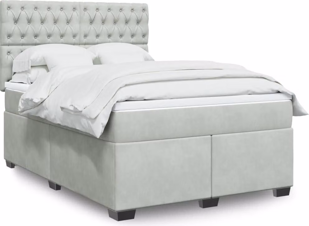 Maison Exclusive - Giroletto a Molle con Materasso Grigio Chiaro 140x190cm Velluto