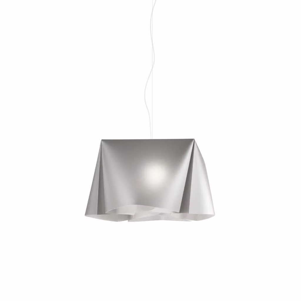 Lampada a sospensione moderna Wanda Polilux Linea Zero in argento e metallo cromo, diametro 45 cm, attacco E27 – 2