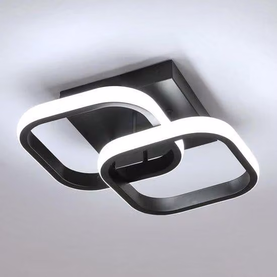 Moderna plafoniera quadrata nera da 22 W in acrilico, 29 cm