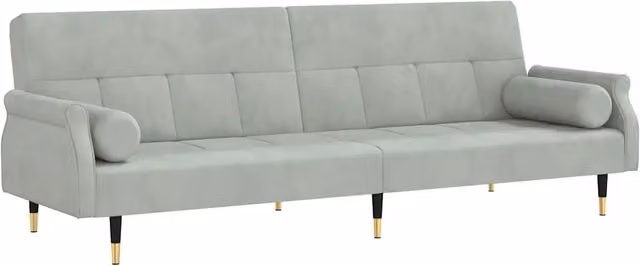 Divano letto | Sof¨¤ letto | Letto singolo con Cuscini Grigio Chiaro in Velluto