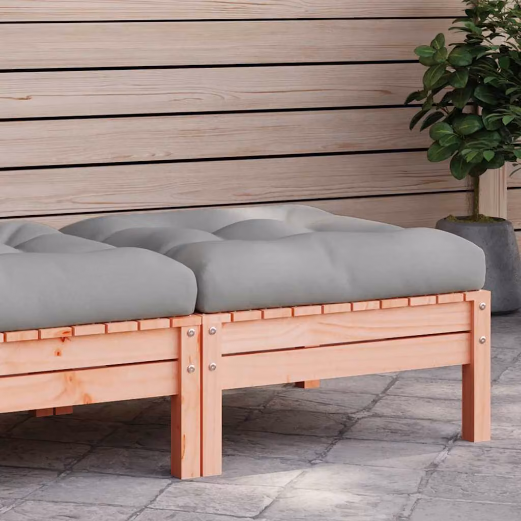 vidaXL Poggiapiedi da Giardino in Legno di Douglas con Cuscino Grigio