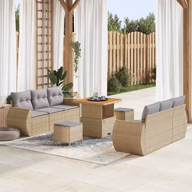 Set Divano da Giardino 9 pz 6-Numero di posti 3363777