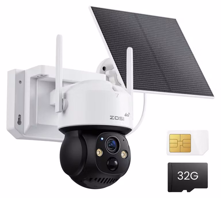 Telecamera di sorveglianza, connettività 4G, riconoscimento delle persone tramite IA, scheda SIM 4G da 32 GB