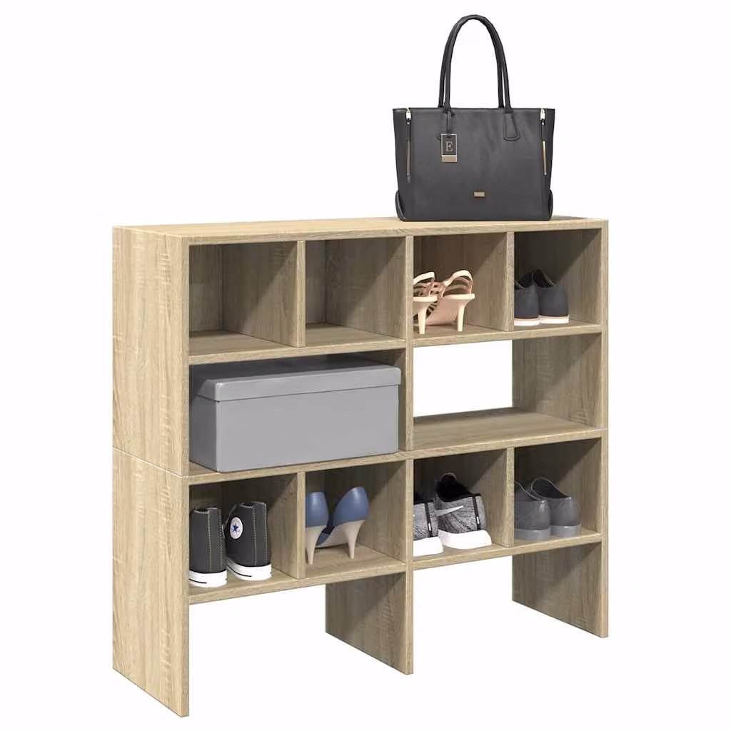 Set di 2 scarpiere impilabili vidaXL in stile moderno, colore rovere, L 89,5 cm x P 40 cm x H 30 cm