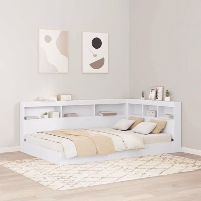 Testata letto con contenitore e ripiano integrato vidaXL Bianco lucido L 207,5 cm x P 137,5 cm x H 76,5 cm