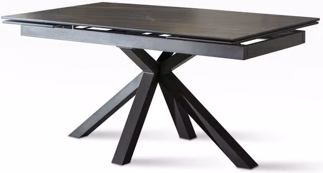 E-Stylo Tavolo Allungabile con Top in Ceramica Portoro Opaca su Vetro e Base in Metallo Antracite L: 160/240 x P: 90 cm, H: 76 cm