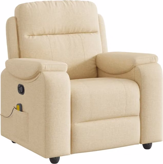 Poltrona Massaggiante | Sedia Relax Reclinabile Crema in Tessuto