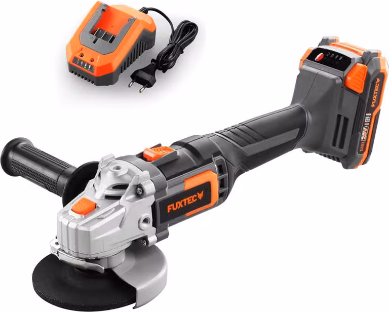 smerigliatrice angolare a batteria da 20V FX-E1WS20 FUXTEC - con batteria da 2Ah e caricabatterie da 2,4A