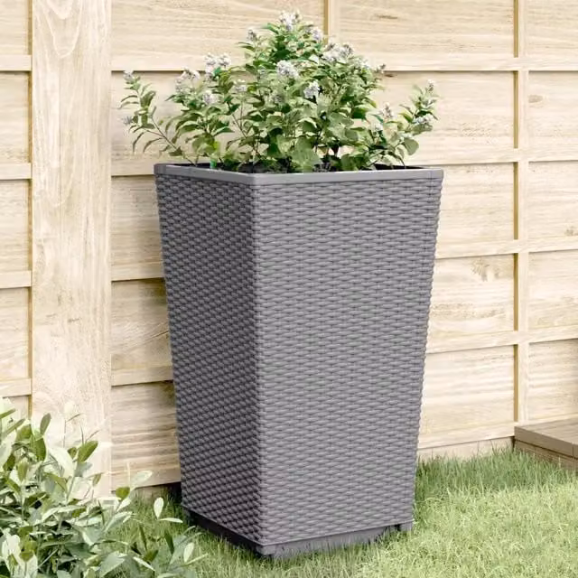 Set di 4 fioriere da giardino vidaXL in plastica grigio chiaro L/P/H: 32,5 x 32,5 x 57 cm – 1