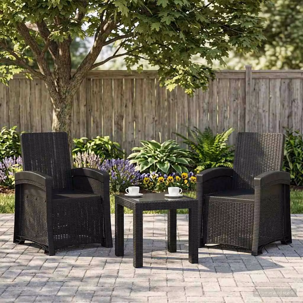 Set di 2 sedie da giardino reclinabili vidaXL in effetto rattan color antracite