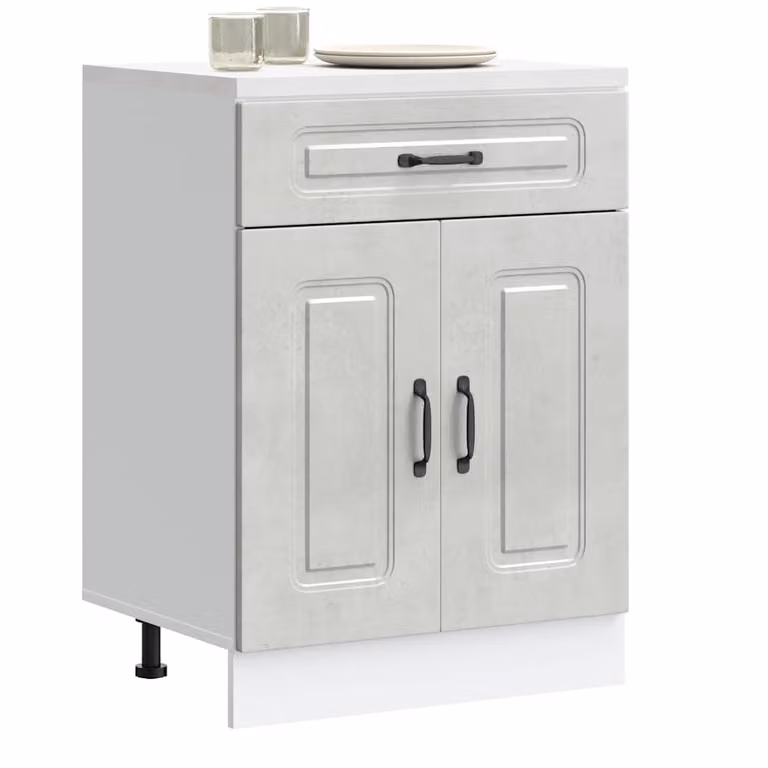 Base da cucina moderna vidaXL Kalmar in legno e MDF, Grigio, L: 60,0 cm, P: 46,0 cm, H: 81,5 cm